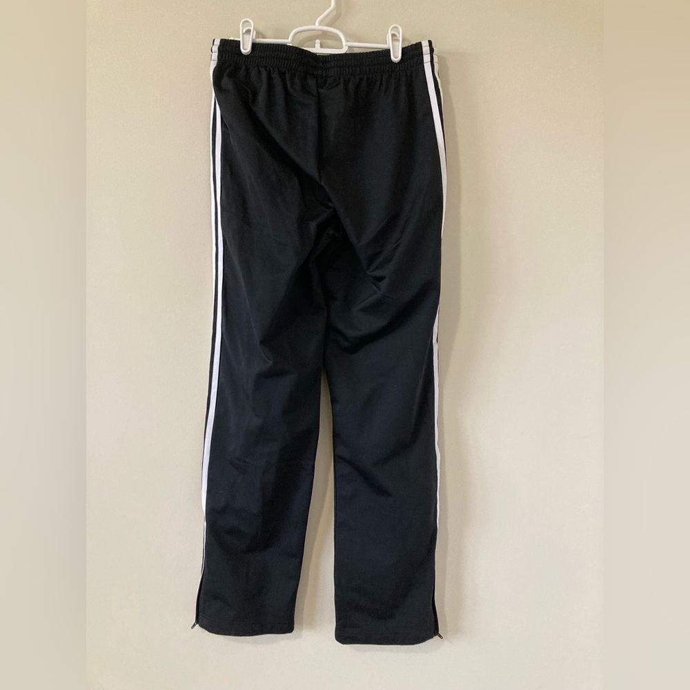 ADIDAS Mens Sz M Joggers Jogging Training Pants Black w/ White Stripes Stretch - Picture 2 of 13